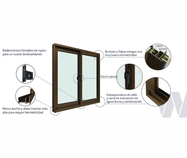VENTANA ALUMINIO MADERA TERMOPANEL 100X60 CM - Imagen 4