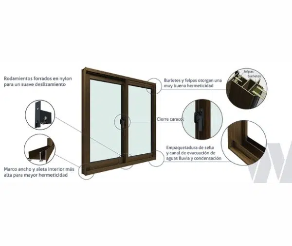 VENTANA ALUMINIO MADERA TERMOPANEL 121X100 - Imagen 4