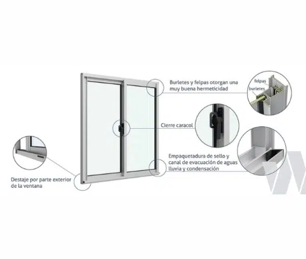 VENTANA ALUMINIO MATE 121X100 CM - Imagen 3