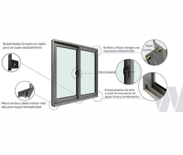 VENTANA ALUMINIO NEXT MATE 100X100 - Imagen 4