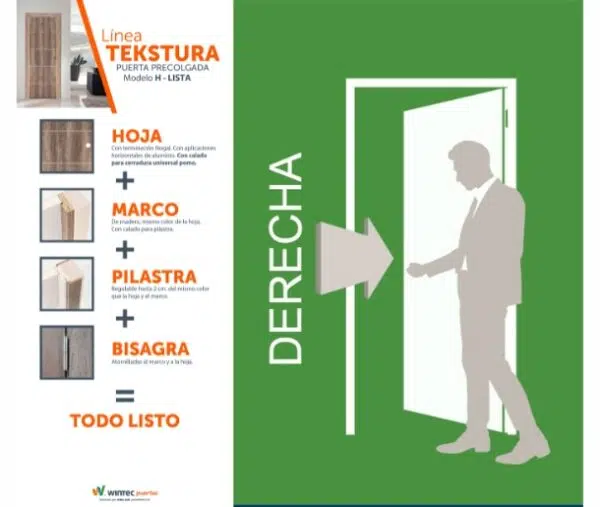 KIT PUERTA LISTA TEKSTURA 75X200 DER - Imagen 13